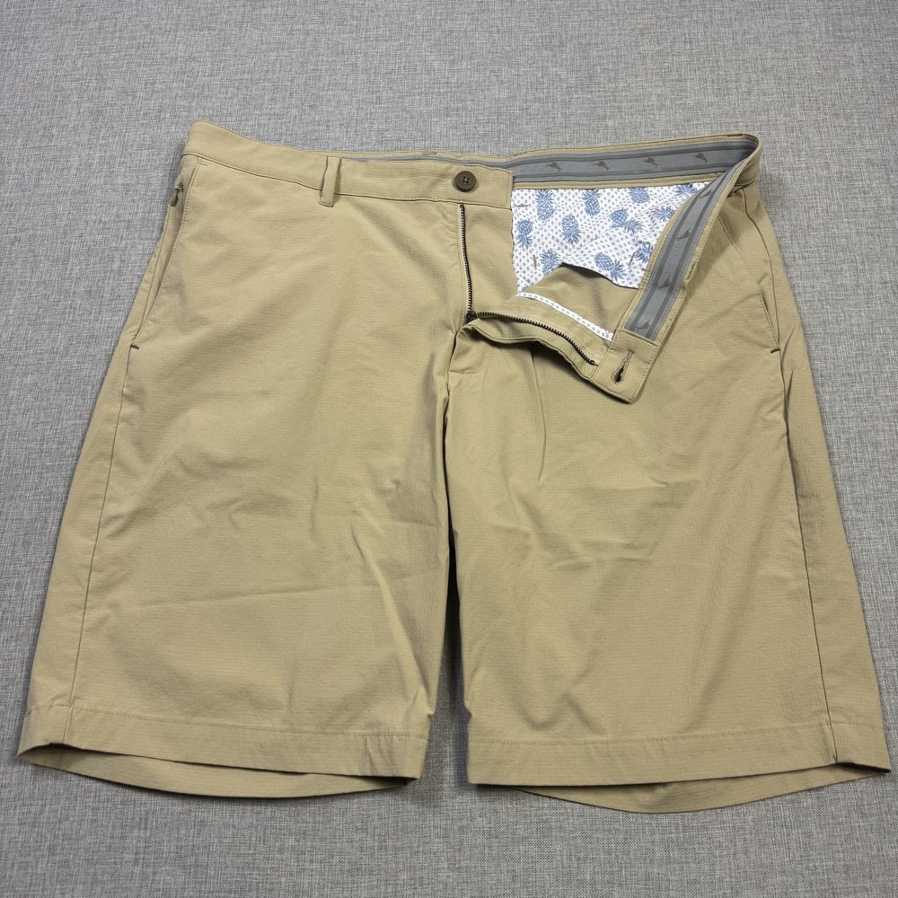 Tommy Bahama Chip Shot Performance Golf Chino Shorts Mens 38 Beige 10 In Inseam